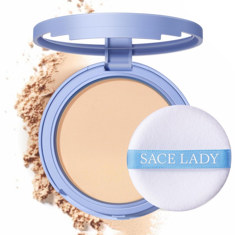 مجموعة بودرة الوجه من SACE LADY مقاومة للماء تتحكم في اللمعان وتنعيم الخطوط الدقيقة لإنهاء خفيف الوزن يدوم طويلاً بودرة مضغوطة غير لامعة مستحضرات تجميل خالية من القسوة 035 أونصة 01